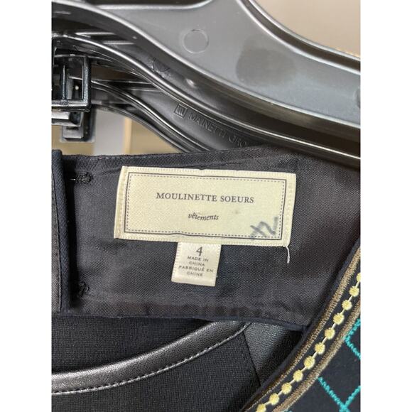 Moulinette Soeurs Anthropologie Women's Navy Perennial Embroidered Dress Size 4 - Picture 4 of 5